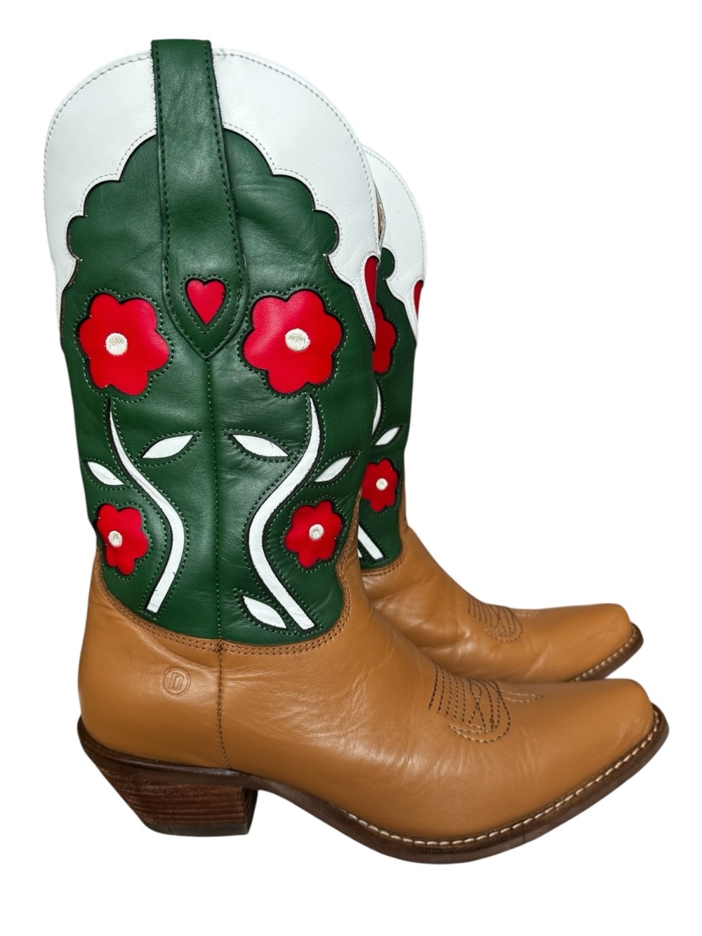 Dingo Comin Up Roses Floral Inlay Western Boots in Camel Size: 7